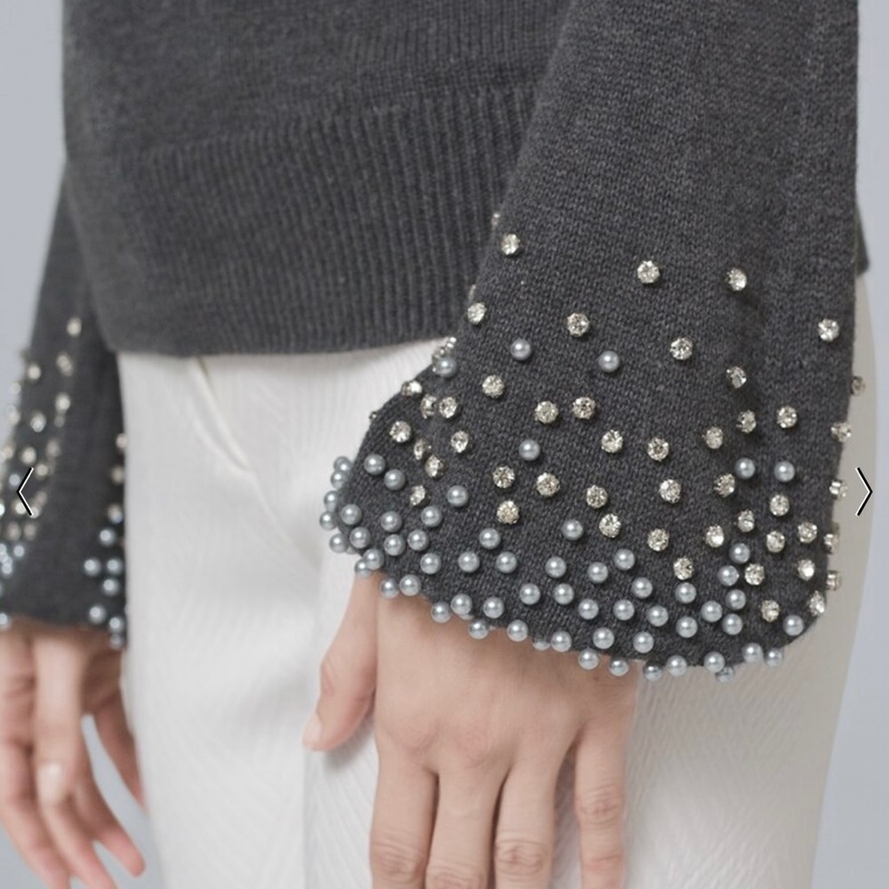 NWT WHBM grey embellished sweater, S, $35